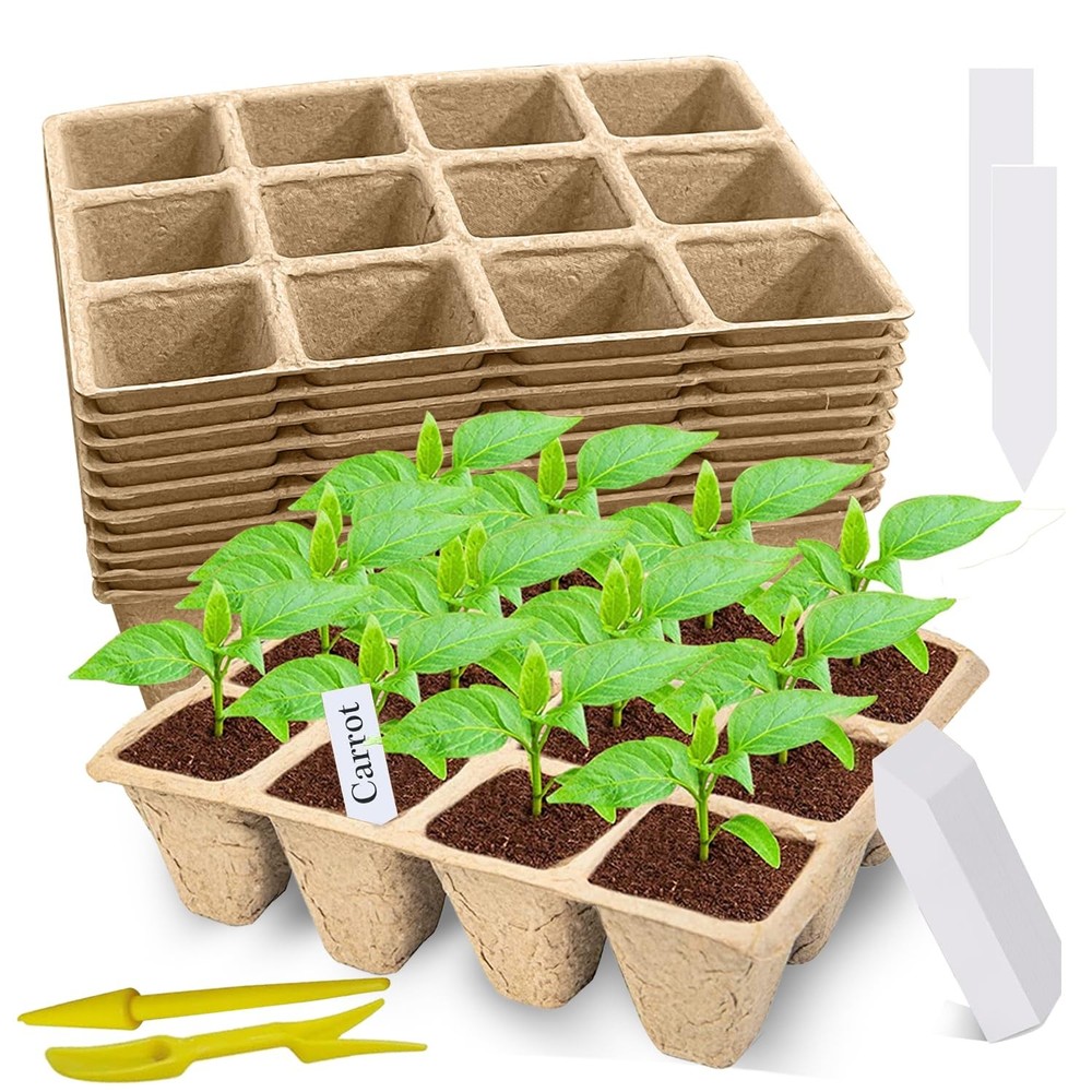 10 Packs Peat Pots Seed Starter Biodegradable Seedling Pots Germination Trays