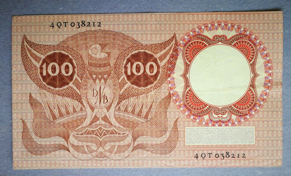 Netherlands 100 Gulden 1953 VF