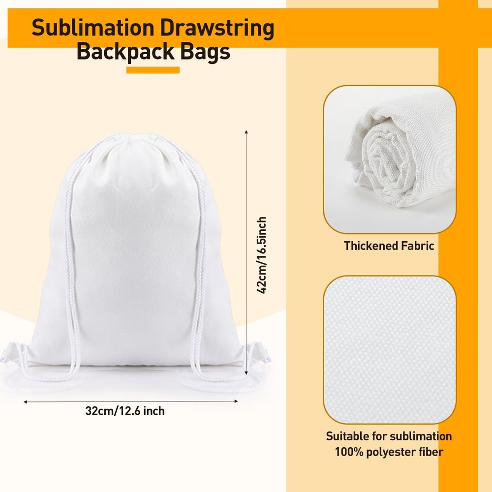 Sweetude 30 Pack Sublimation Drawstring Bags Bulk Polyester One Size, White