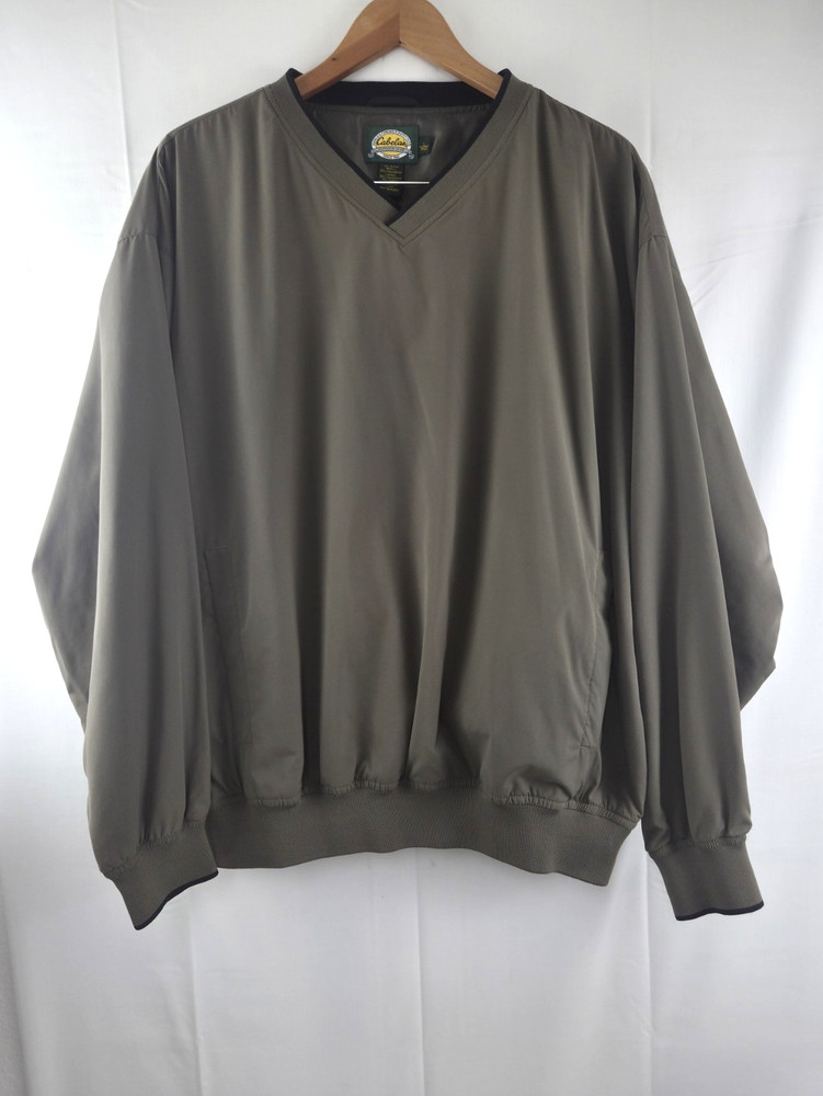 Cabela's Golf Jacket Pullover Men's Lightweight Grey Smooth Polyester Sz L