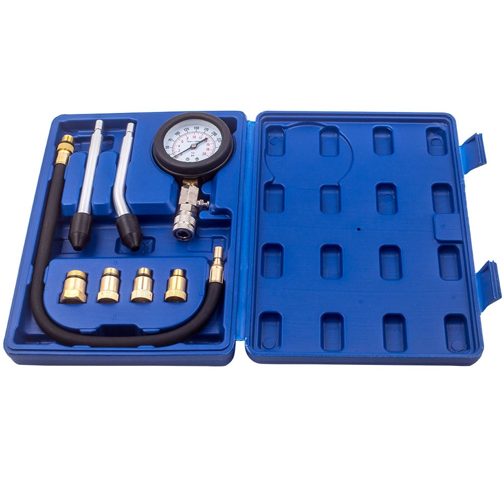 Engine Cylinder Compression Pressure Tester Pipes Test Tool Set Pressure Gauge
