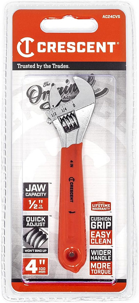 4" Adjustable Cushion Grip Wrench - Carded - AC24CVS