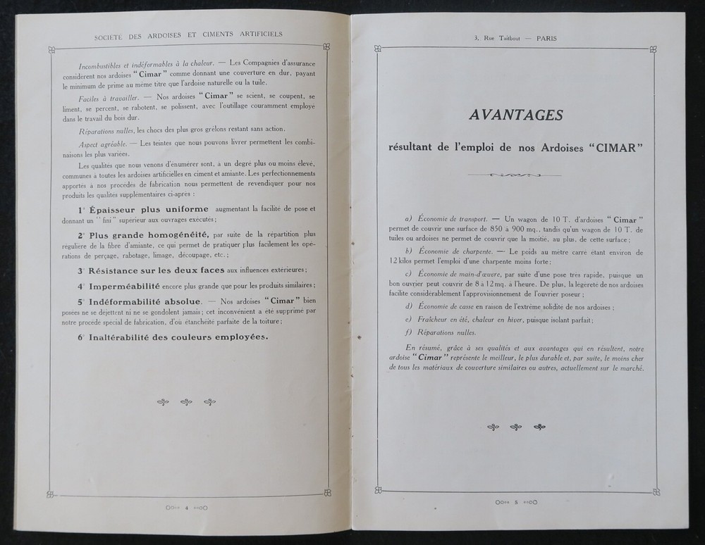 1923 CIMAR Artificial Slate and Cement Catalog Catalog