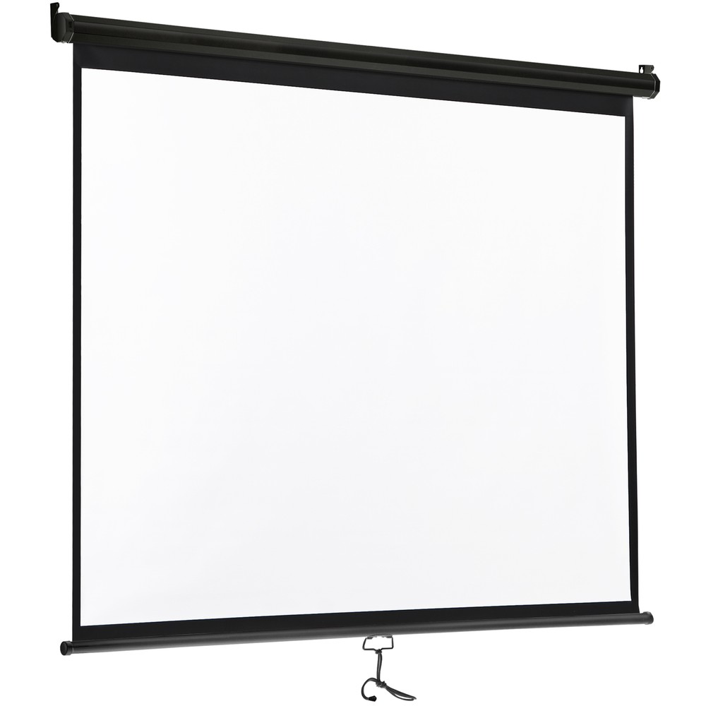 72" Roll Down Pull Down Projection Projector Screen 4:3 HD Movie Theater Black