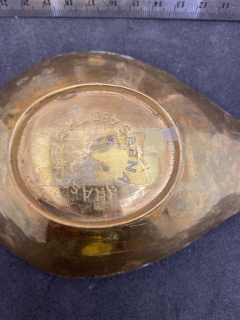 Vintage Old Antique Brass Unique Etched Multi Purpose Spoon RARE
