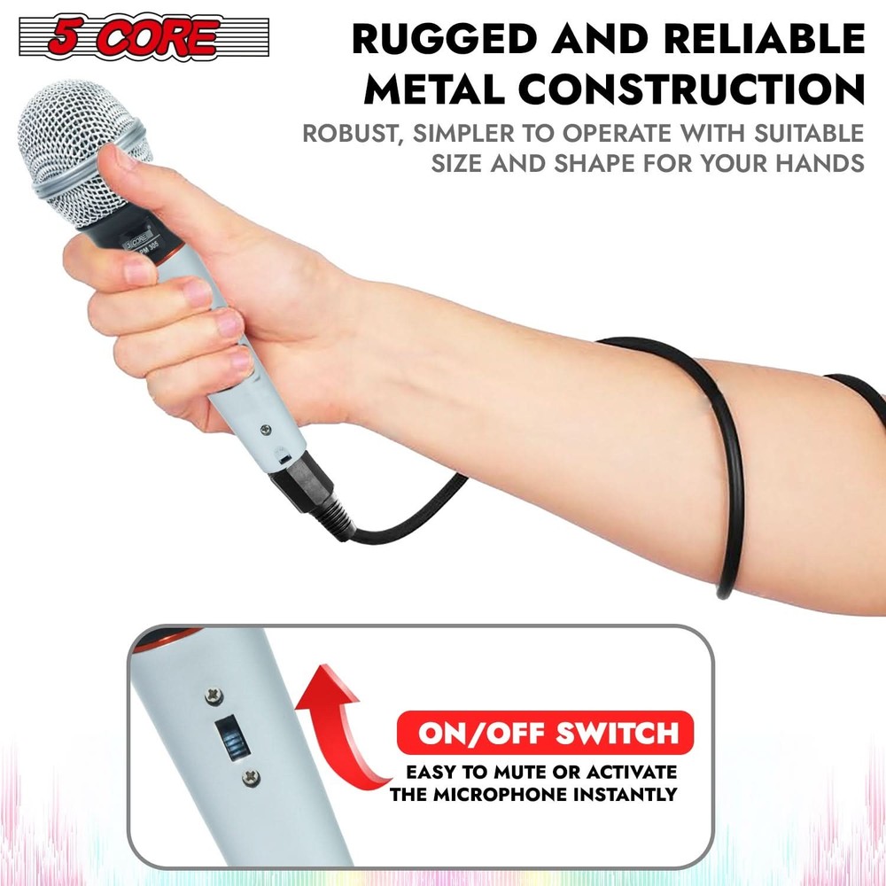 5Core XLR Microphone Dynamic Mic Karaoke Singing Studio Mics Handheld Microfono