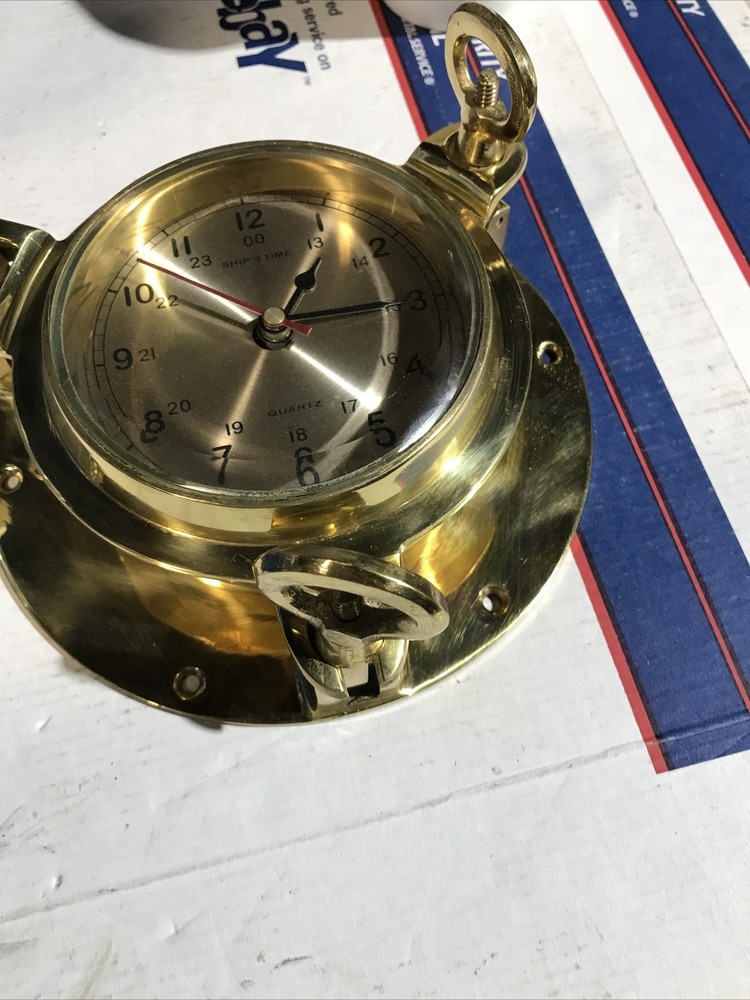Vintage Solid Brass Quartz Ship's Time Wall Clock