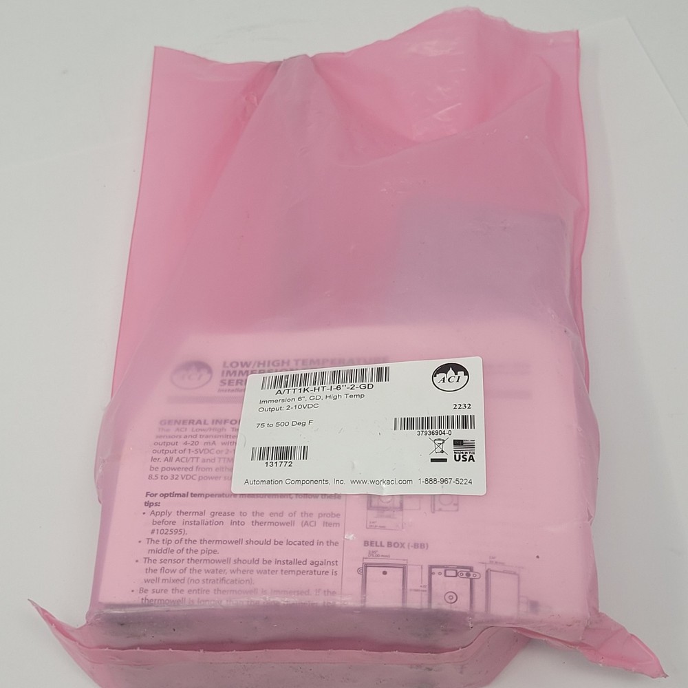 ACI A/TT1K-HT-I-6"-2-GD Temperature Transmitter, 6", 2-10VDC Output - NEW