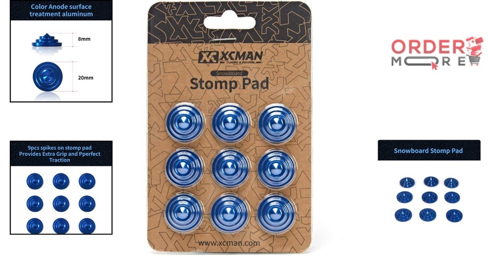 Aluminum Snowboard Stomp Pad 7.87 Inch 4 Layer Cone Studs Traction Grip