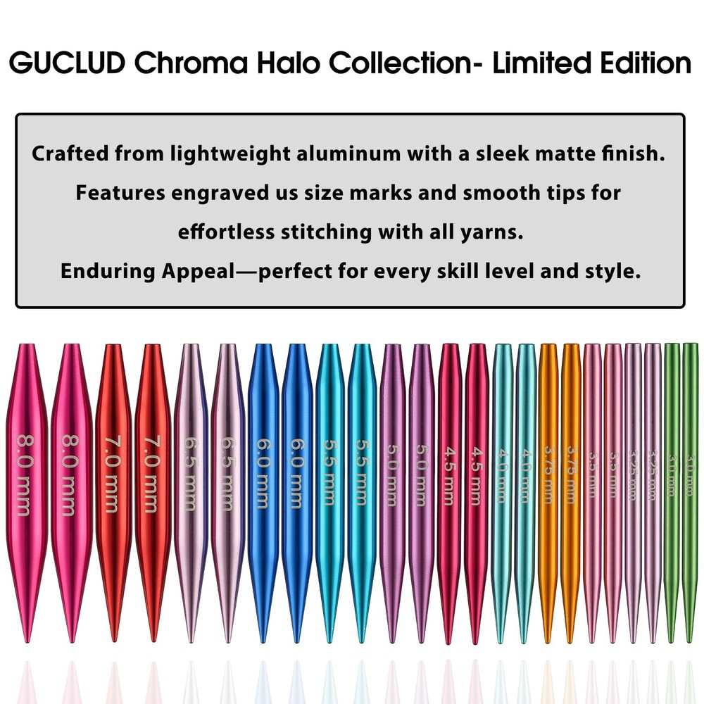 Guclud Short Interchangeable Knitting Needles Set 2-Inch Shorties Circular Kn...
