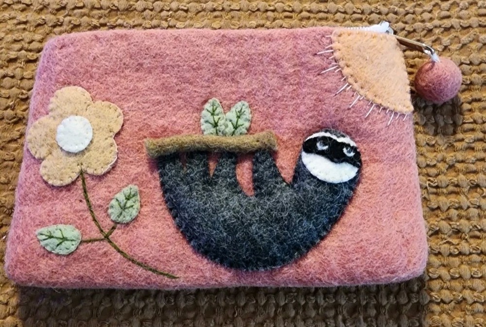 Hand Crafted Felt: Sloth Pouch