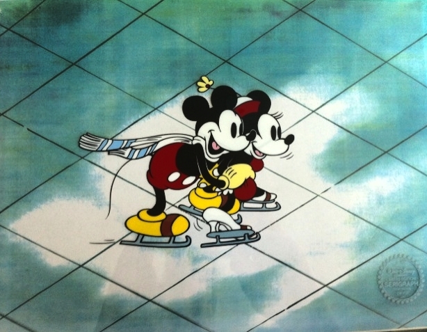 Disney MICKEY & MINNE MOUSE ON ICE SKATING Sericel
