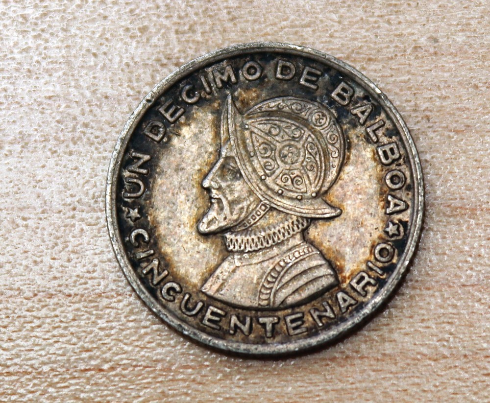 1953? Panama 1/10 Balboa Silver Filled Die Error