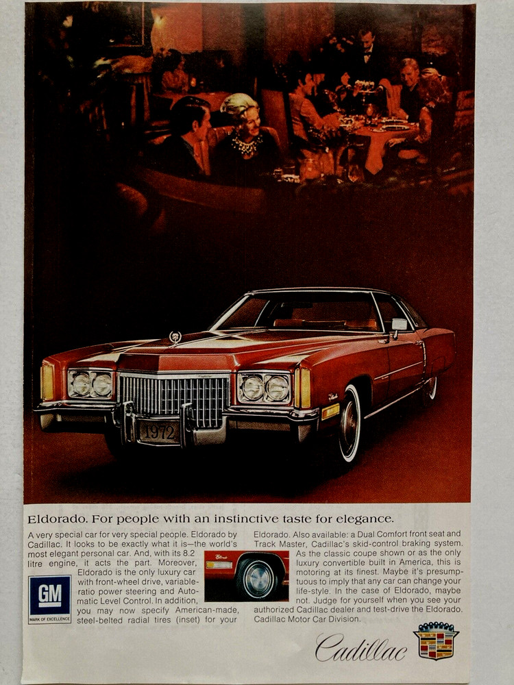 1972 Cadillac Eldorado Print Ad