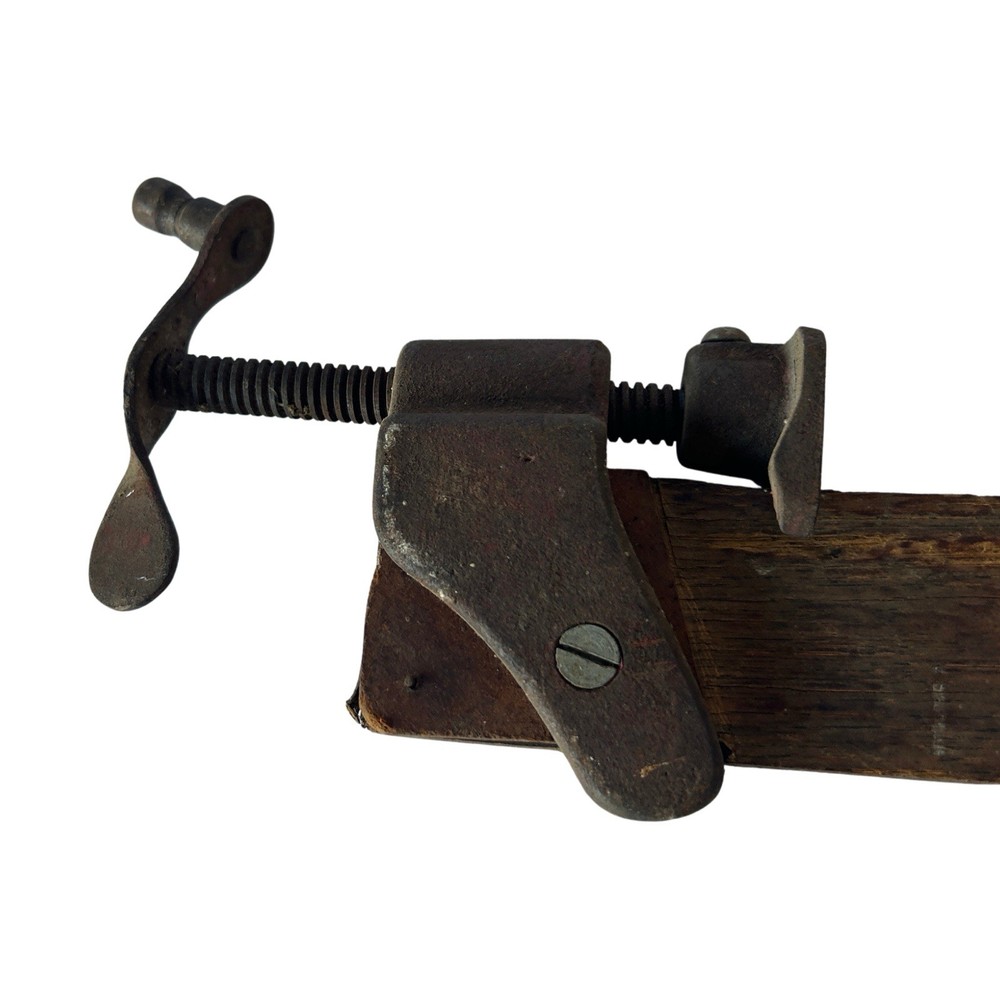 Vintage Wooden Workbench Clamp Guide Adjustable Bench Stop Woodworking Tool
