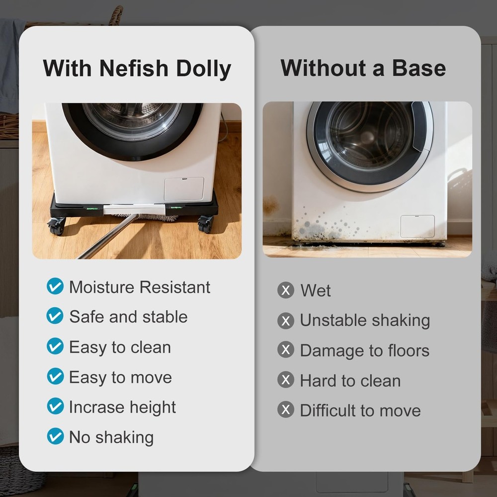 Furniture Dolly Adjustable Mini Fridge Stand with Wheels Washing Machine Stan...