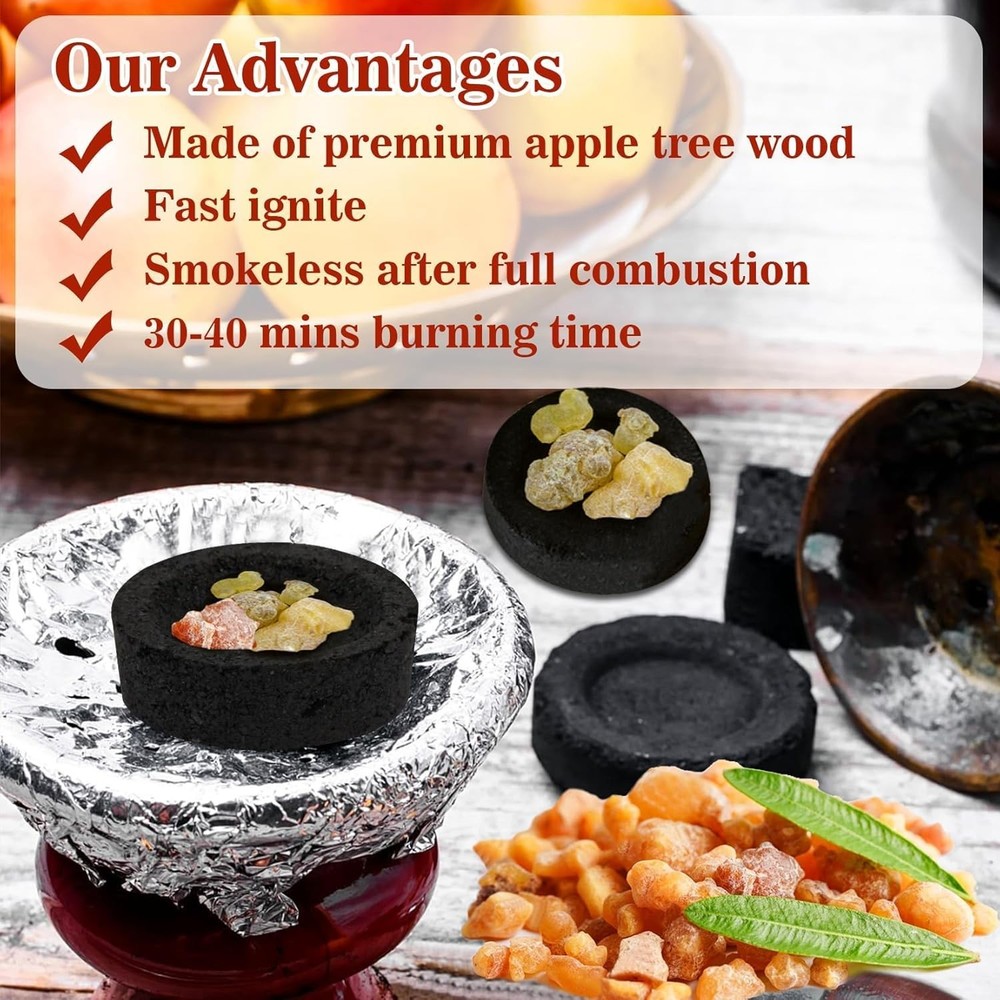 50PCS Incense Charcoal Briquettes - Tablets Burner Charcoal...
