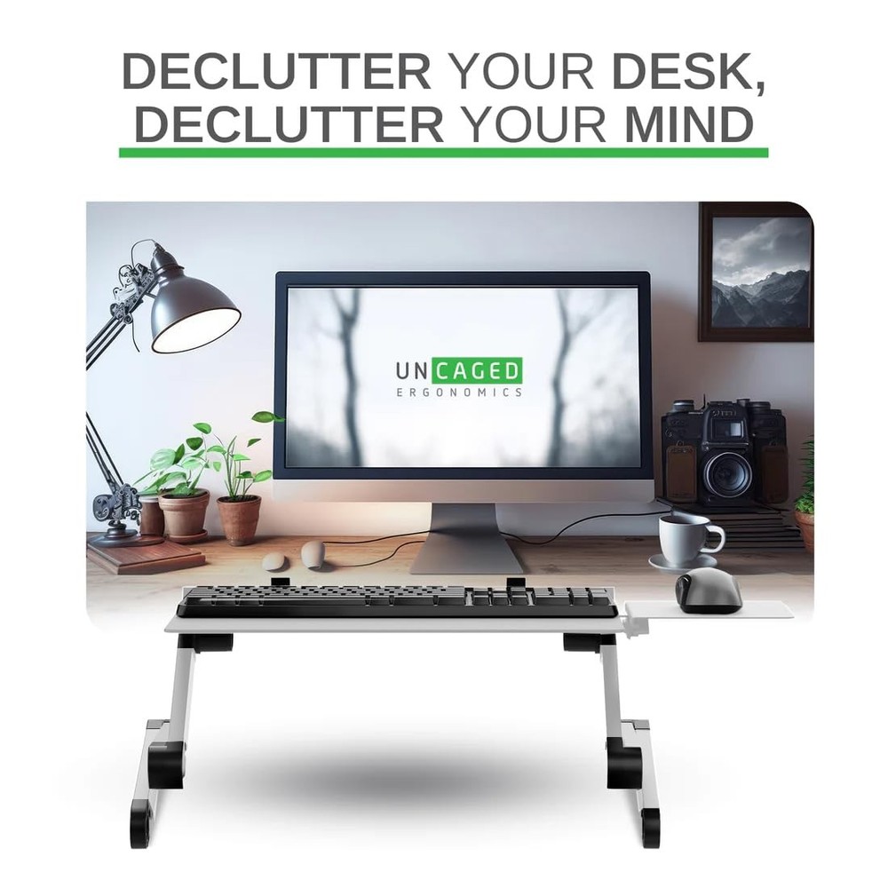 Adjustable Keyboard Tray, Silver, Keyboard Tray, Ergonomic, Wrist Support, Po...
