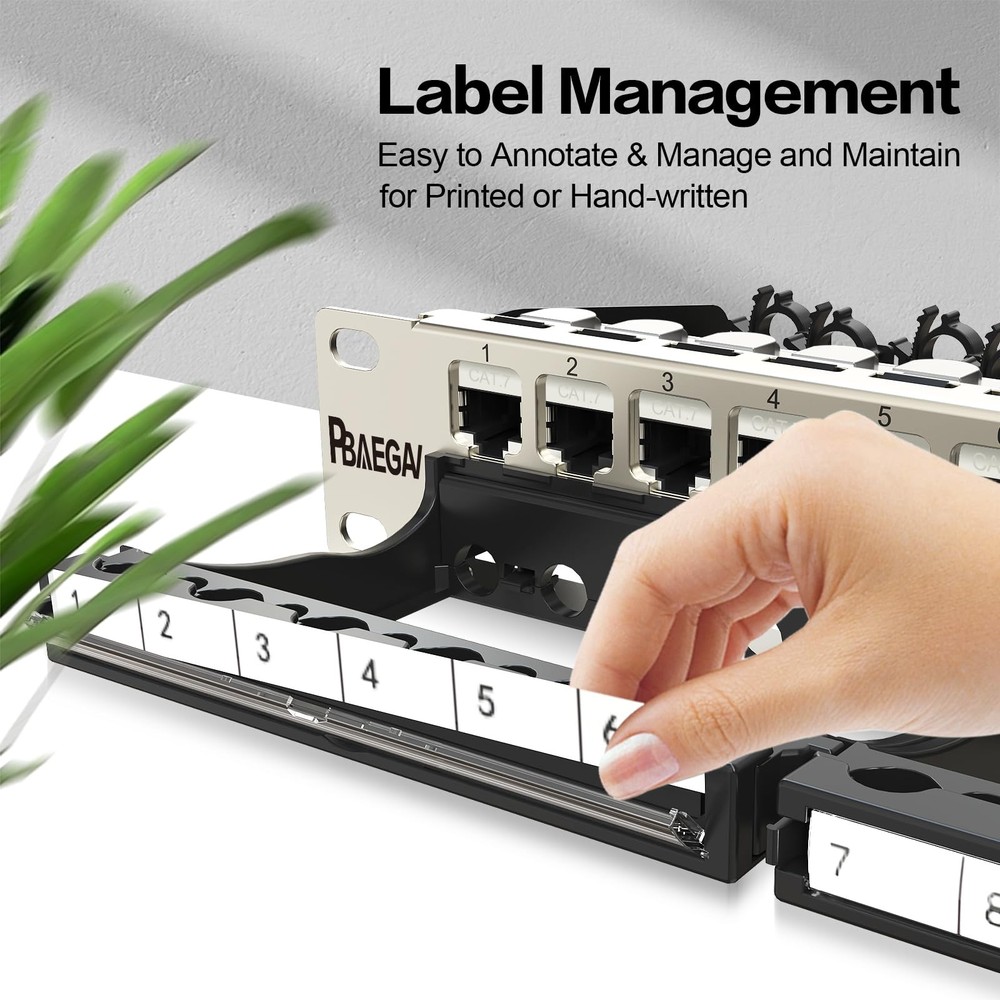 Patch Panel 24 Port with cat7 STP Keystone Jack【EC Listed】 Front Cable Rack S...