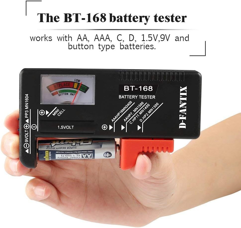 Universal Battery Tester for AAA, AA, C, D, 9V Batteries - Compact & Lightweight