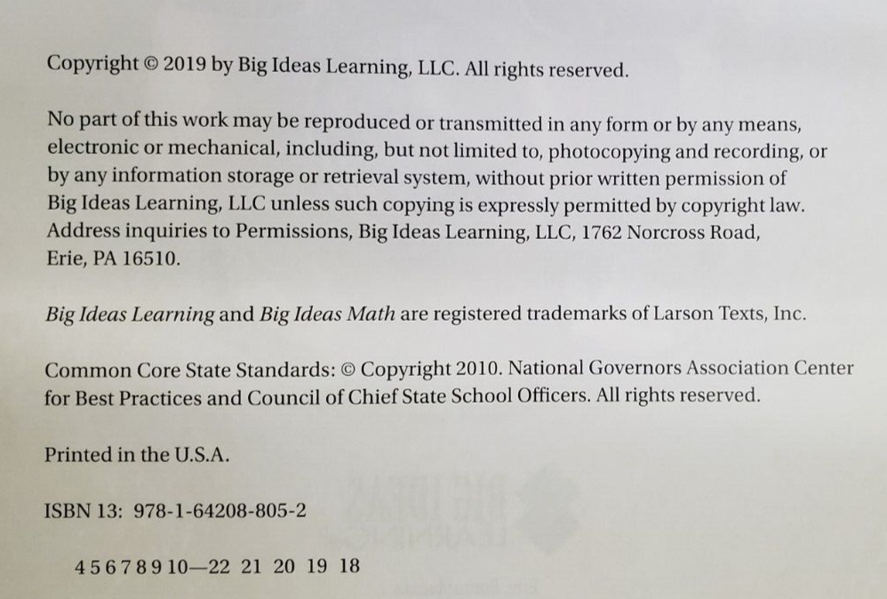 BIG IDEAS MATH Algebra 2: Common Core Student Edition (2-book set) 2019