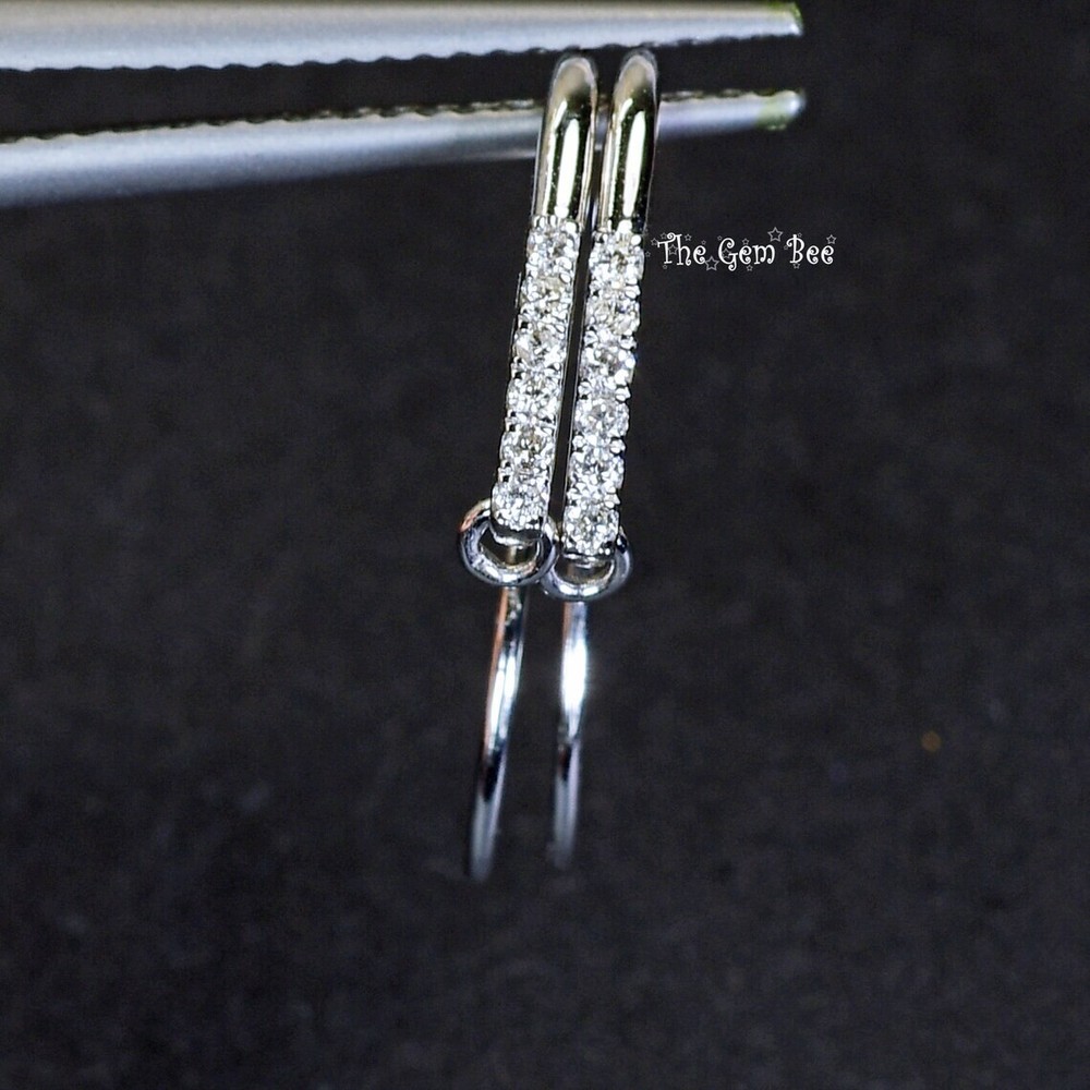 12mmx15.5mm 14k Solid White Gold Diamond Earwires PAIR