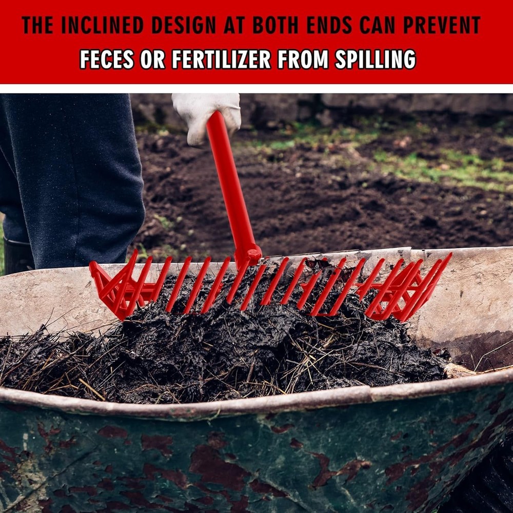 3 Sets Manure Fork with Long Metal Handle Pitch Fork Manure Rake Heavy Duty M...