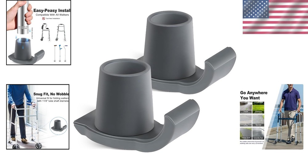 Enhanced Stability Walker Ski Glides - 2-Pack Durable Mobility Aids for Seniors