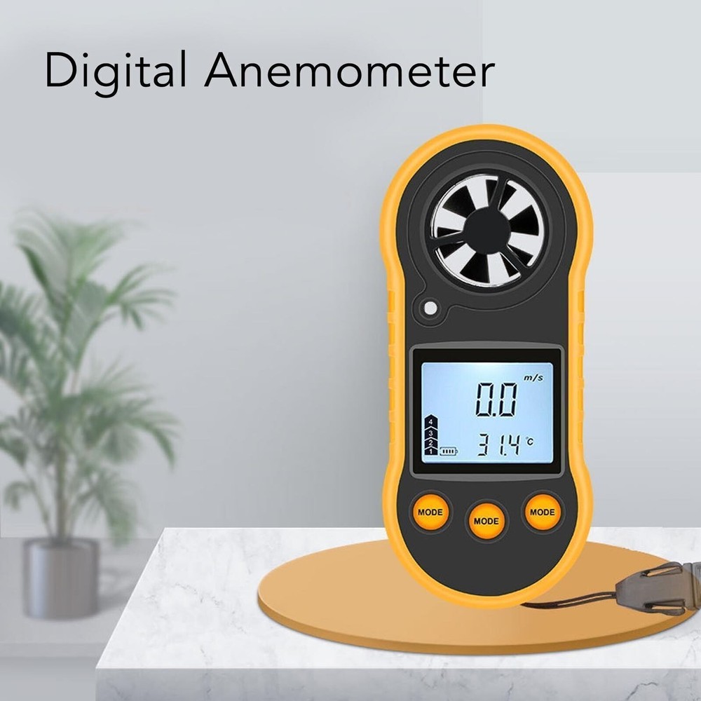 Digital Anemometer LCD Screen Handheld Wind Speed Meter Wind Temperature Gauge