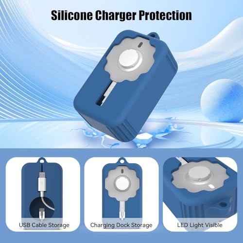 for Oura Ring Gen 4 Charger Protector Case, Soft Silicone Oura Ring 4 Dark Blue