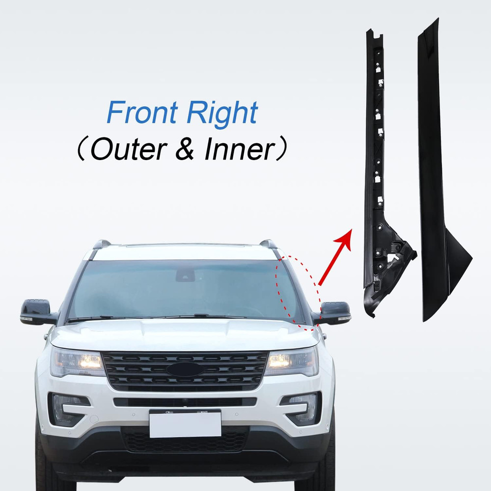 A-Pillar Front Molding Windshield Trim Left Outer & Inner Replacement for 2011-2
