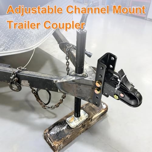 2-5/16 Inch Adjustable Trailer Coupler - 5-Position Adjustable Channel Bracket