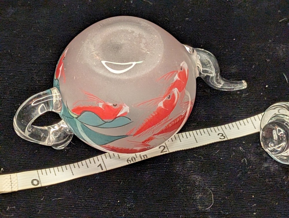 Handmade Reverse Painted Glass Tiny 3in Teapot Chinese