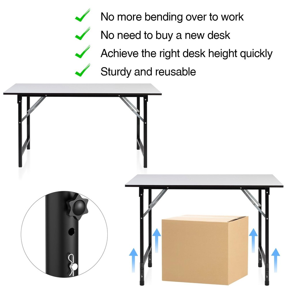 4 Pcs Table Leg Extenders - Adjustable Height Increasing Legs for Straight & ...