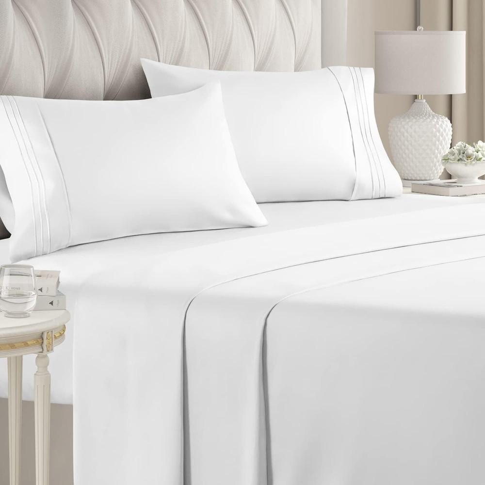 Queen Size 4 Piece Bedding Sheet Set - Breathable & Cooling Bed Sheets - Hotel L