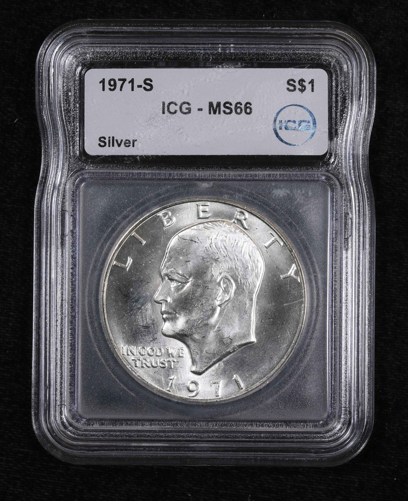 1971 S Dollar Eisenhower 40% Silver ICG MS-66