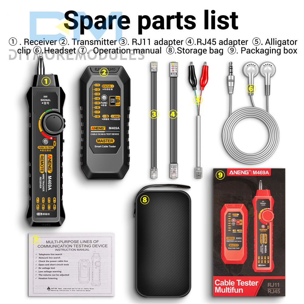 ANENG M469A Multifunctional Network Cable Tracker Networking Analyzer RJ45 /RJ11