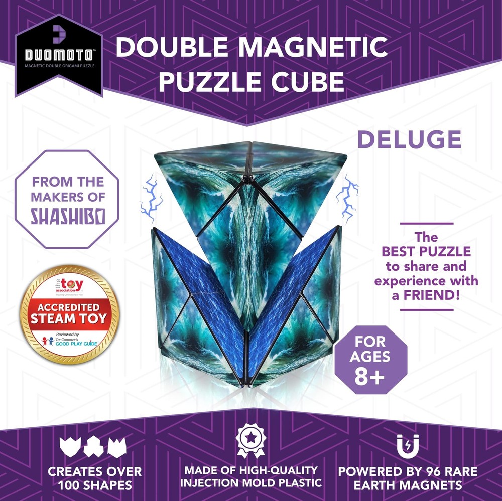 Magnetic Transforming Cube - Shape Shifting Double Creativity Puzzle w/ 96 Ra...