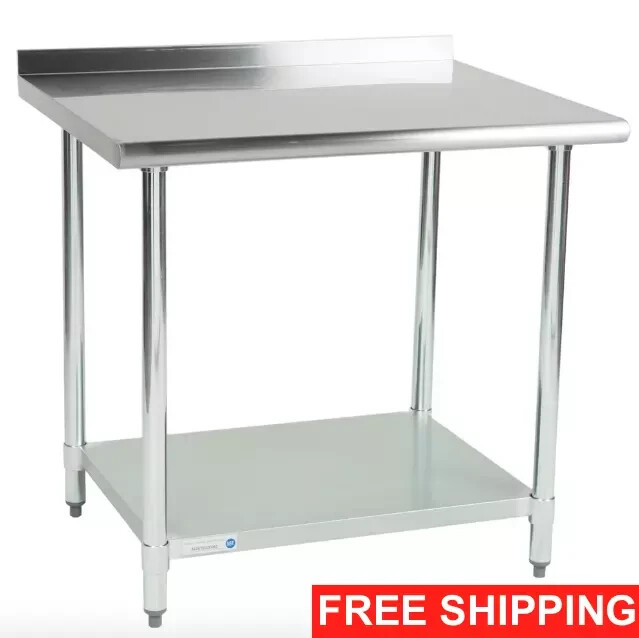 30" x 36" Stainless Steel Work Prep Table Undershelf Restaurant Backsplash NSF