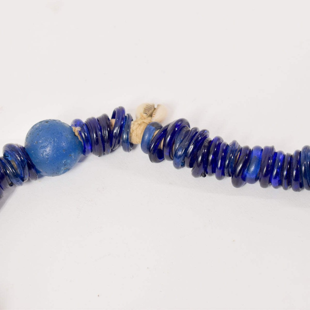 Dutch Donut Blue with Cowrie Shells Trade Beads