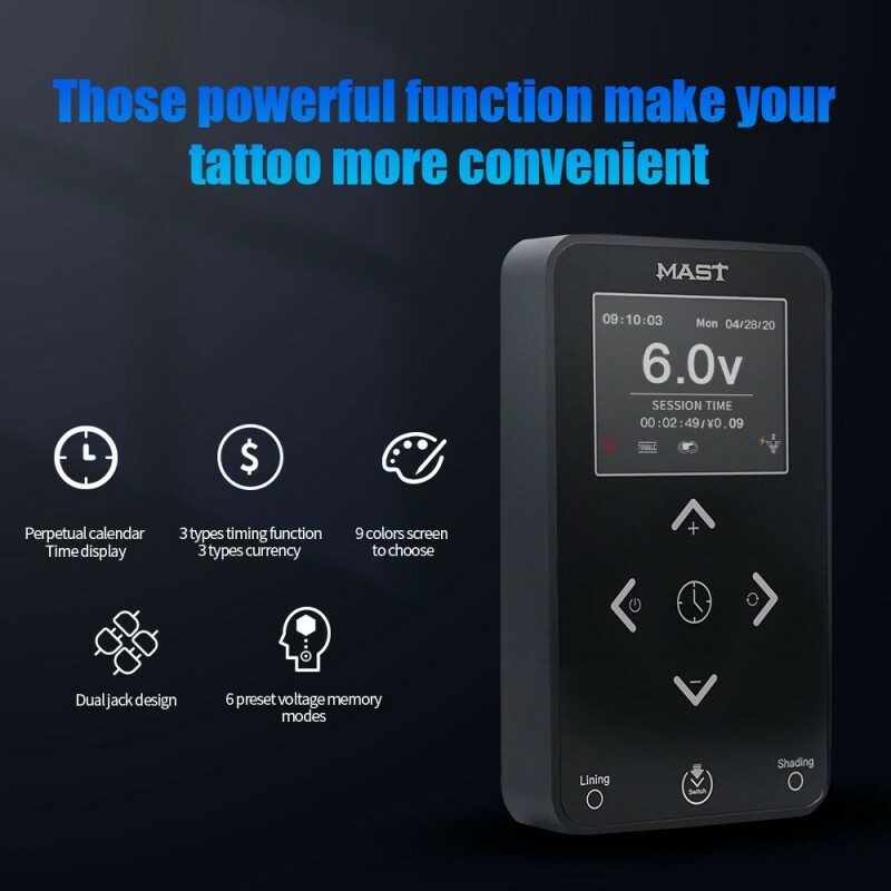 Mast Touch Tattoo Power Supply Dual Connect OLED Screen 3.42A Start-up Function