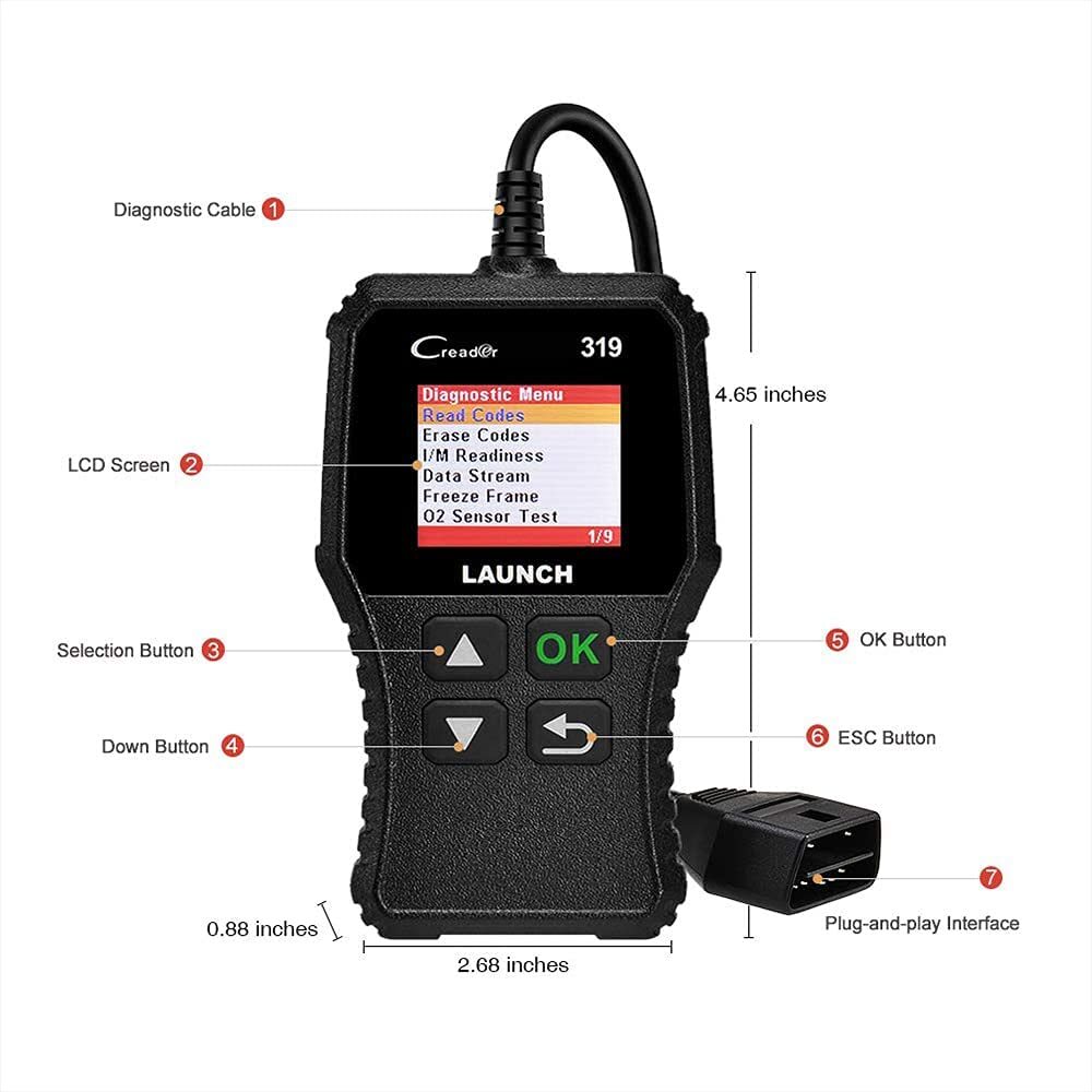 Launch CR319 OBD2 EOBD Scanner Car Code Reader Auto Check Engine Diagnostic Tool