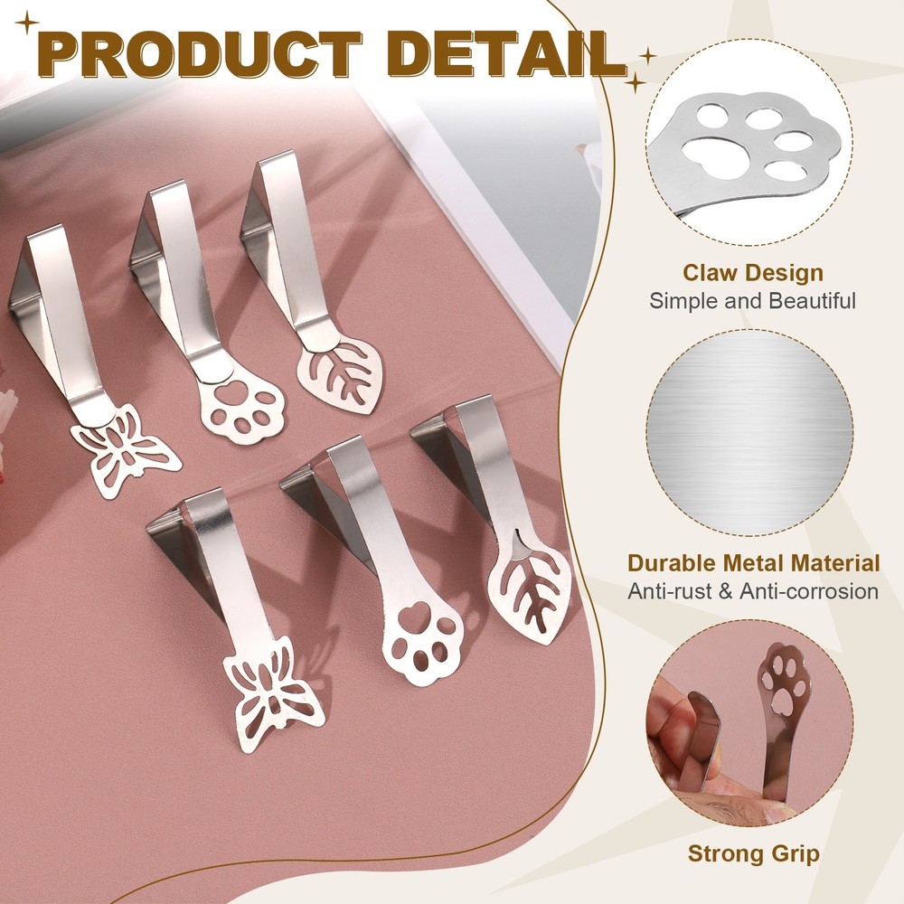 12 Pack Tablecloth Clips, 2.95"x1.77" Claw Shape Holder Clips, Silver