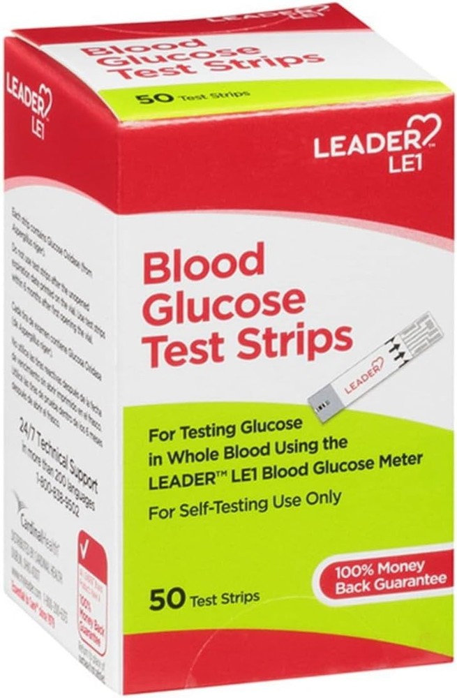 LEADER Blood Glucose 100 Test Strips for Diabetes, No-Coding Fast Accurate