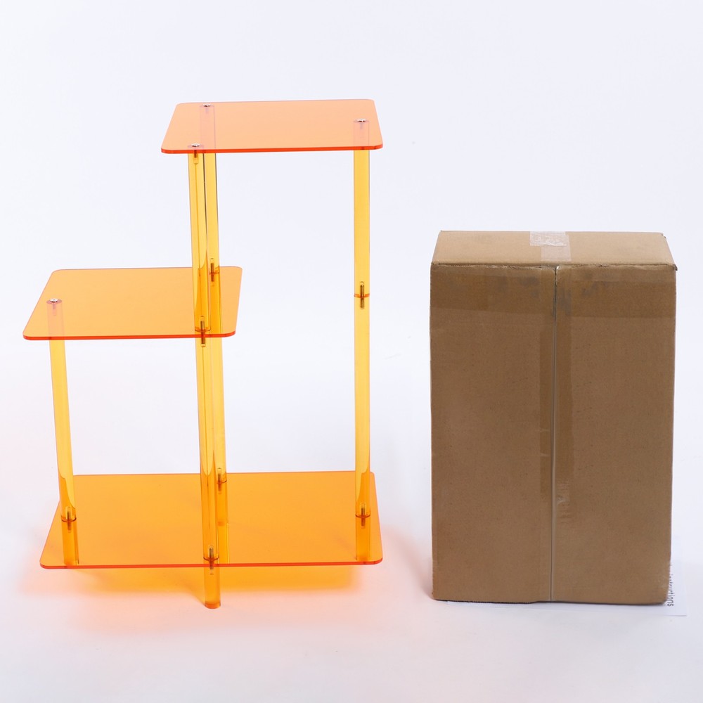 Acrylic Round Side Table 3 Tiers Step End Table Small Bedside Table