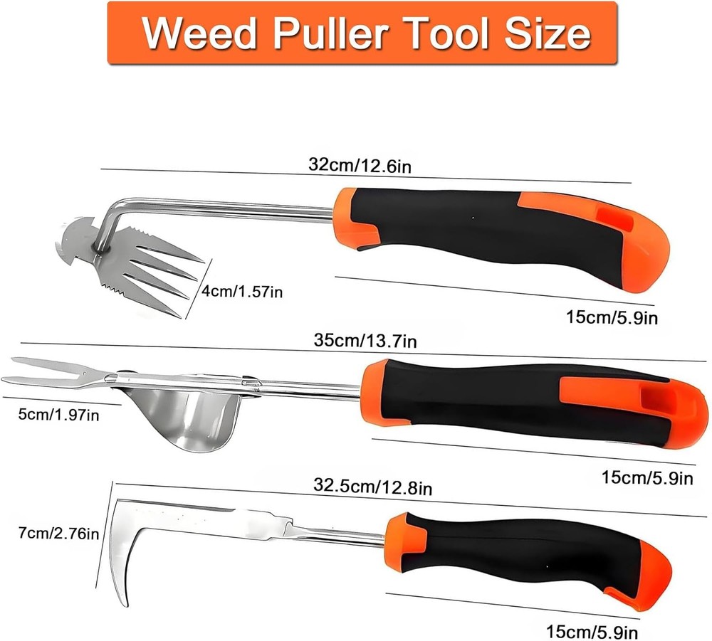 Weed Puller Tool, 3 Pack Hand Weeder Tool, Stainless Steel Dandelion Remover for