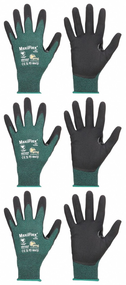 3- MaxiFlex 34-8743 Micro Foam Nitrile Coated ANSI A2 Cut Resistant Work Gloves
