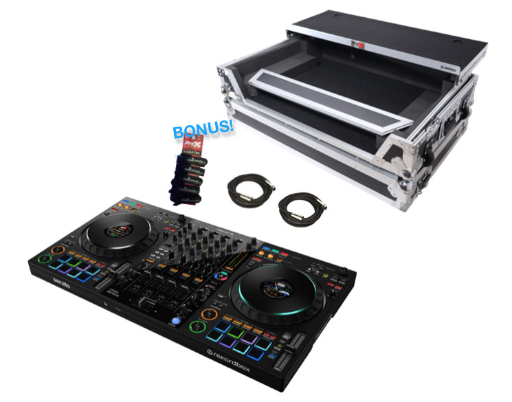 Pioneer DJ Bundle DDJ-FLX10 Controller w/ Pro X Case + XLRs