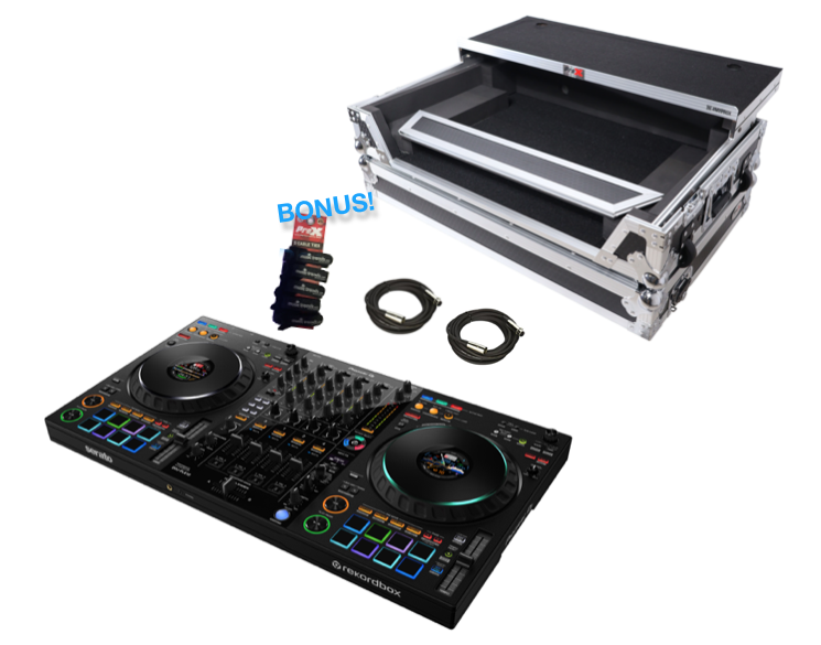 Pioneer DJ Bundle DDJ-FLX10 Controller w/ Pro X Case + XLRs