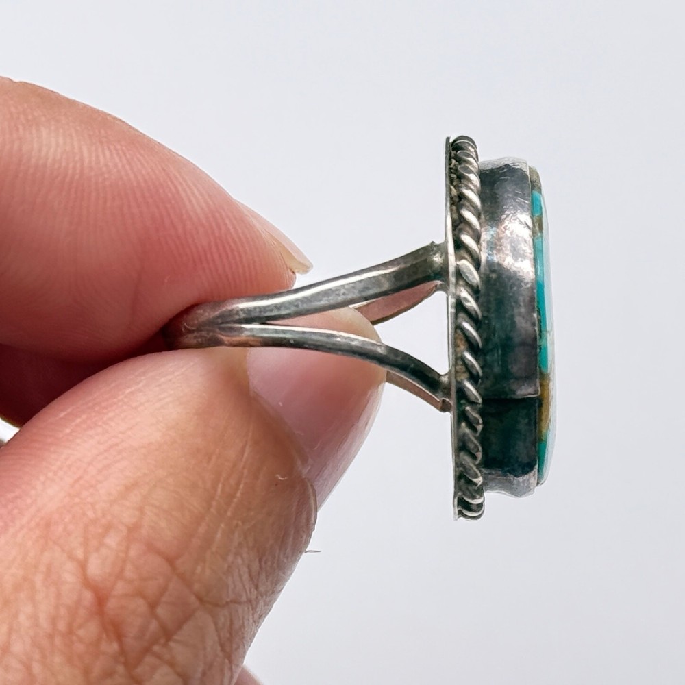 Vintage Navajo Native Turquoise Silver Ring Size 6